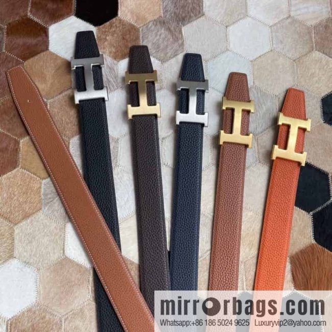 Hermes Hermes with H Gold/Silver Metal Solder Joint Buckle Men\'s Double-Sided Leather Belt 38mm