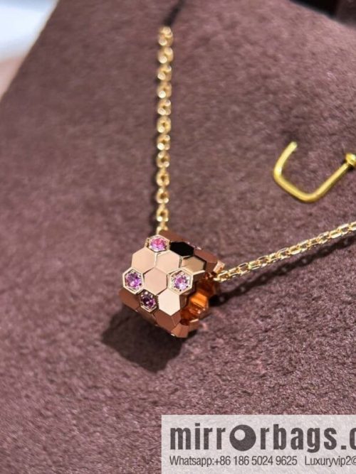 ❗️New popular ❗️ ☀️ CHAUMET new rose gold pink diamond honeycomb necklace ☀️