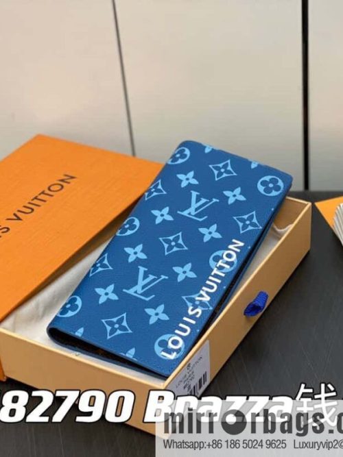 [Original order boutique] M82790 blue, silk screen suit wallet series Brazza wallet