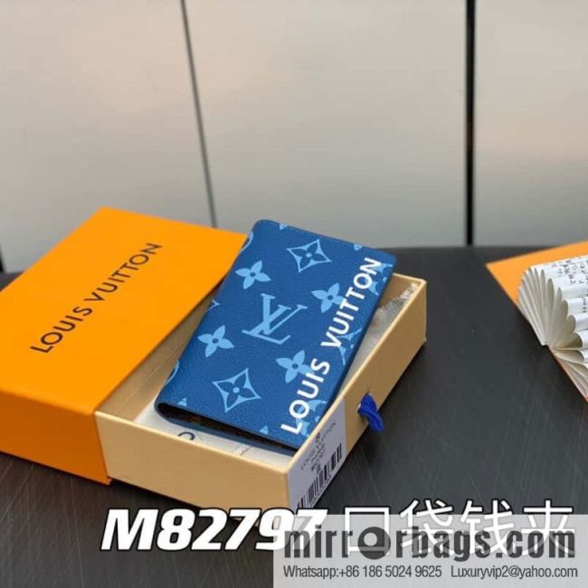 [Original single boutique] M82797 blue, silk screen card holder wallet series, pocket wallet