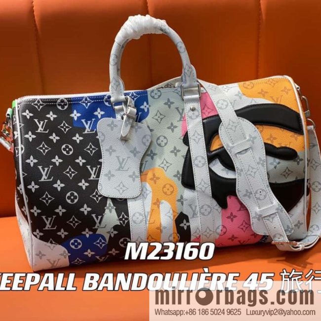 [Original order boutique] M23160 white flower (eye series) travel bag series KEEPALL BANDOULIZRE 45 travel bag