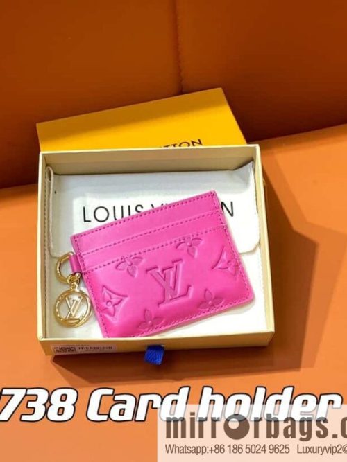 [Original order boutique] M82738 rose red, full leather card holder wallet series Card holder card holder