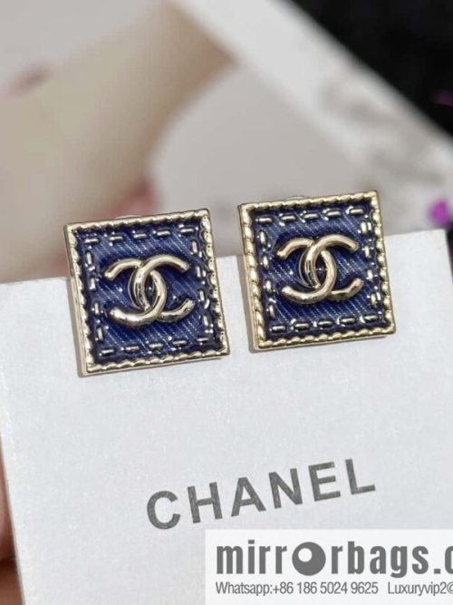 ❗️New ❗️☀️ new ☑️ chanel c1 double c denim square stud earrings ☀️