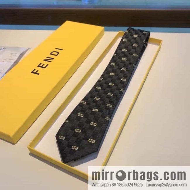 FENDI Fendi FF Letter 100% Top Jacquard Silk Tie - Image 2