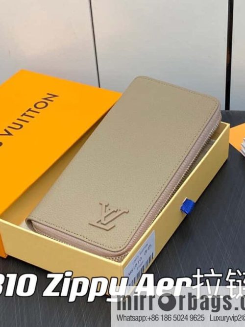 [Original single boutique] M81810 apricot, full leather, single zipper wallet series Zippy Aer zipper wallet m81767 81743 LV Aerogram leather (fabric) zipper wallet
