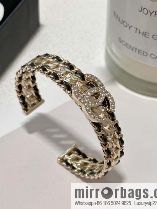 ❗️New ❗️☀️ New ☑️ Chanel Double C Black Leather Rope Opening Bracelet Bracelet ☀️