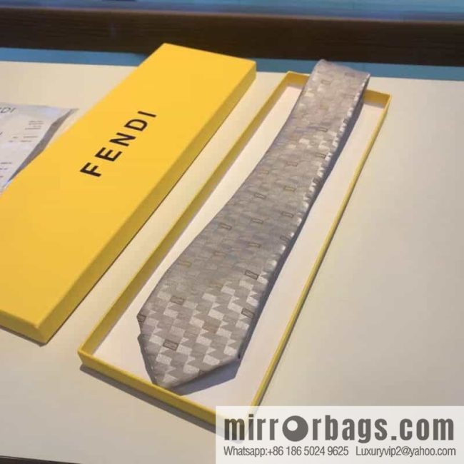 FENDI Fendi FF Letter 100% Top Jacquard Silk Tie - Image 3