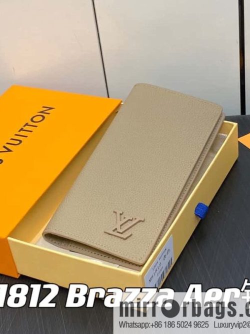 [Original order boutique] M81812 apricot, full leather suit wallet series Brazza Aer wallet m81810 69980 apricot, new LV Aerogram Brazza wallet