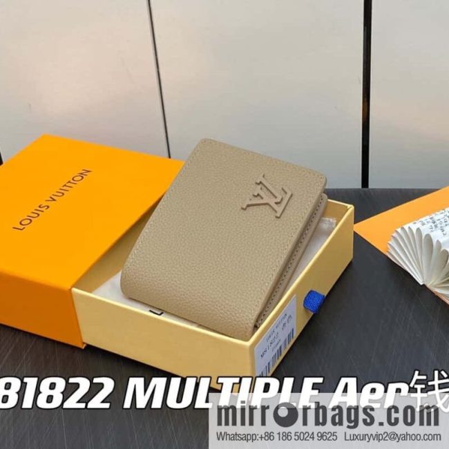 [Original order boutique] M81822 apricot, full leather suit wallet series MULTIPLE Aer wallet m81822 69829 apricot LV Aerogram Multiple wallet