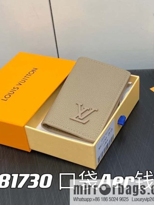 [Original order boutique] M81730 apricot, full leather card holder wallet series, pocket Aer wallet M81730 69979 New LV Aerogram pocket wallet