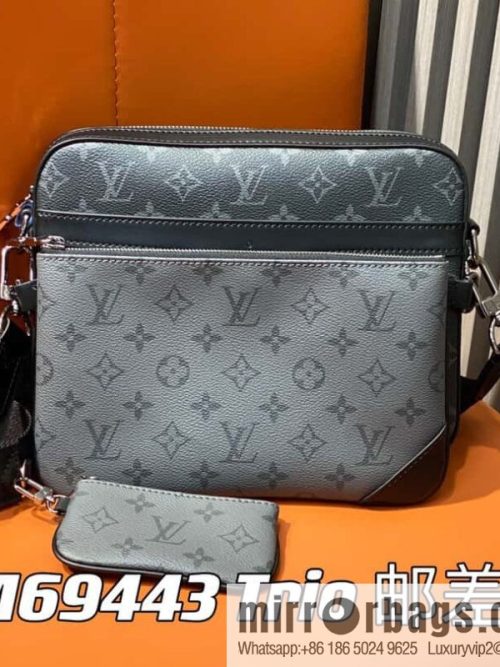[Original order boutique] M69443 black flower, new version, men\'s bag three-piece messenger bag series Trio messenger bag