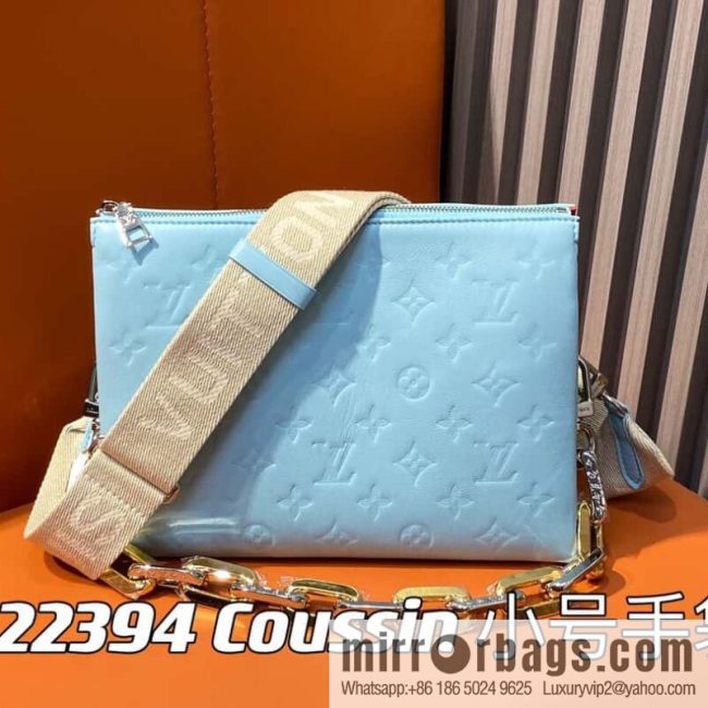 [Original order boutique] M22394 blue-green, full leather chain bag series, this Coussin small handbag.