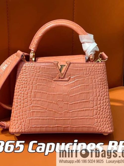 [Original order boutique] M48865 orange, crocodile pattern full leather cap that English series Capucines BB handbag