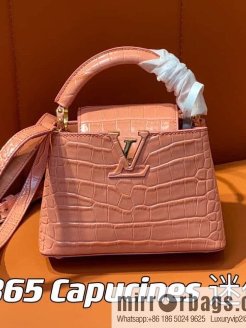 [Original order boutique] M48865 orange, crocodile pattern full leather cap that English series Capucines mini handbag