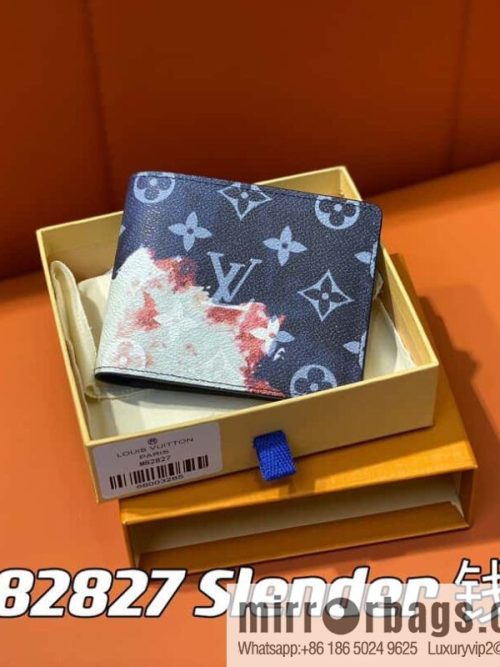 [Original single boutique] M82827 blue, flame suit wallet series Slender wallet