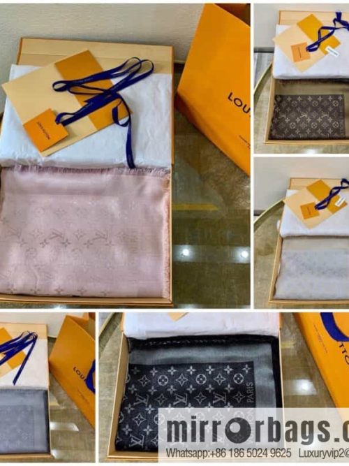 LV Louis Vuitton Shine Monogram Dyed Yarn Wire Blended Shawl M75122 M70805 M75120 M75121 M75123