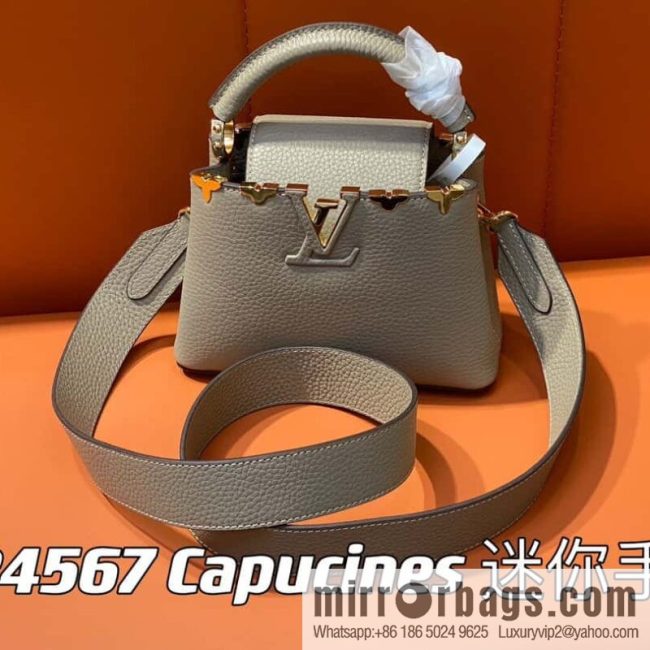 [Original order boutique] M24567 khaki flower crown, full leather cap, that English series Capucines mini handbag Capucines Flower Crown handbag