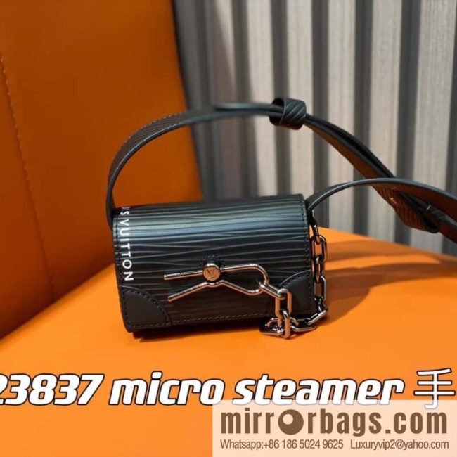 [Original single boutique] M23837 black full leather epi mini men\'s bag, tip bag micro steamer handbag