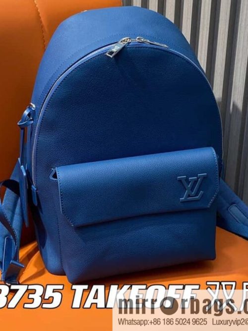 [Original single boutique] M23735 dark blue, full leather backpack series TAKEOFF backpack LV NEW BACKPACK backpack