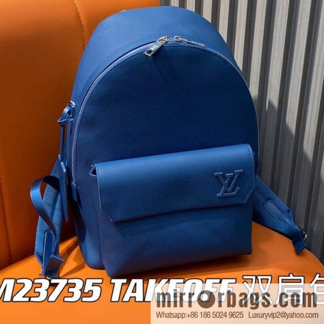 [Original single boutique] M23735 dark blue, full leather backpack series TAKEOFF backpack LV NEW BACKPACK backpack