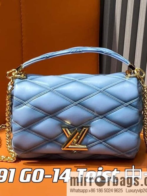 [Original single boutique] M22891 Haze gray, full leather rhombus chain bag series GO-14 Teist medium handbag M22890