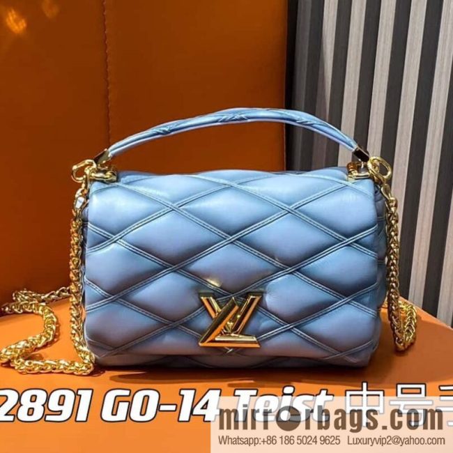 [Original single boutique] M22891 Haze gray, full leather rhombus chain bag series GO-14 Teist medium handbag M22890