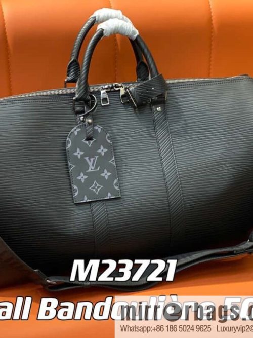 [Original order boutique] M23721 black epi full leather travel bag series, this Keepall Bandoulière 50 handbag