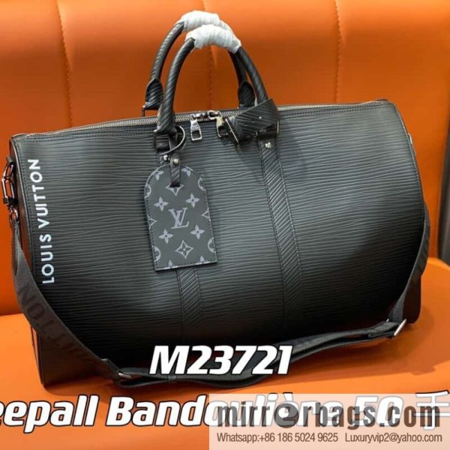 [Original order boutique] M23721 black epi full leather travel bag series, this Keepall Bandoulière 50 handbag