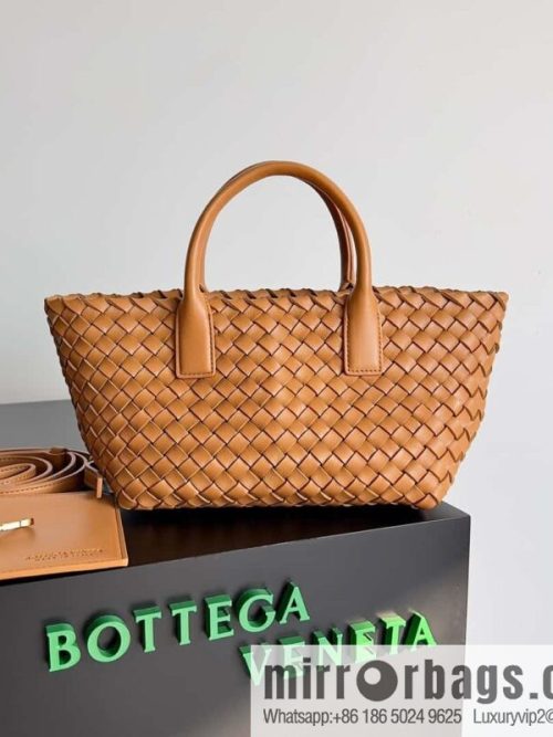 BV Mini Cabat Limited Edition mini vegetable basket BAG model; 709464 light brown