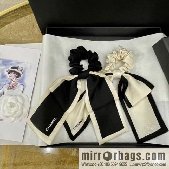CHANEL CHANEL Camellia Flat Horn Bow 100% Silk Ribbon aa7530