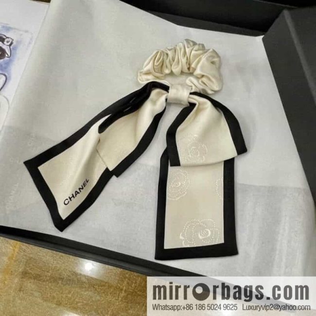 CHANEL CHANEL Camellia Flat Horn Bow 100% Silk Ribbon aa7530 - Image 2