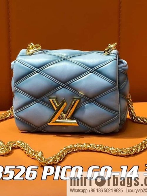 [Original order boutique] M23526 haze blue M82752 full leather chain bag series PICO GO-14 handbag Pico GO-14 handbag