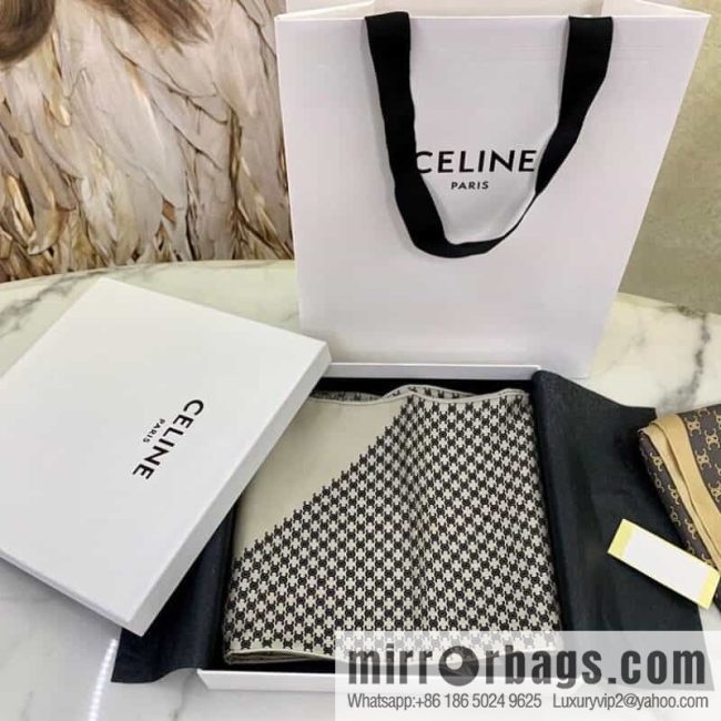CELINE Celine Arc de Triomphae logo triomphae silk scarf
