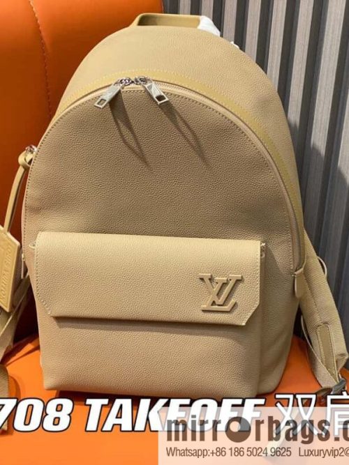 [Original single boutique] M23708 apricot, full leather backpack series TAKEOFF backpack LV NEW BACKPACK backpack