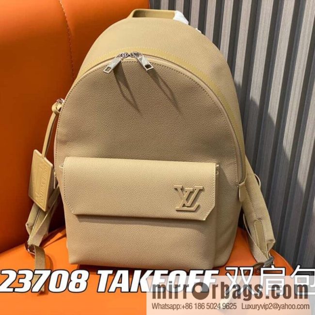 [Original single boutique] M23708 apricot, full leather backpack series TAKEOFF backpack LV NEW BACKPACK backpack