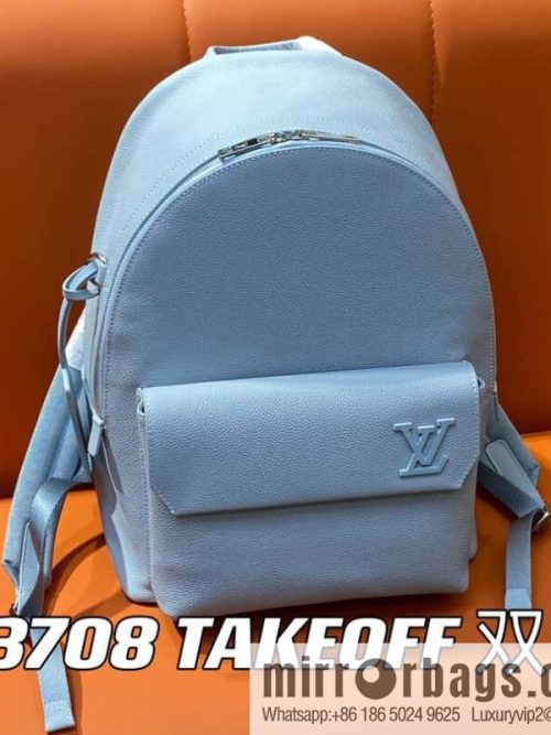 [Original single boutique] M23708 light blue, full leather backpack series TAKEOFF backpack LV NEW BACKPACK backpack