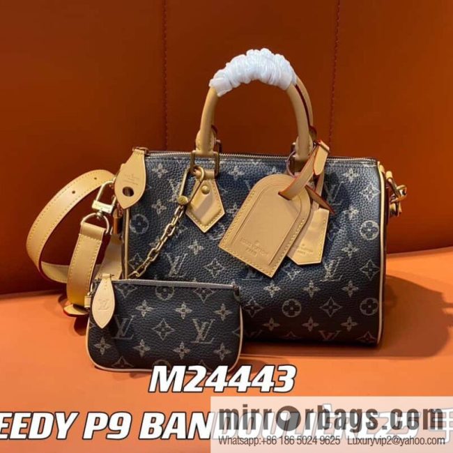 [Original order boutique] M24443 brown, full leather pillow bag speedy series SPEEDY P9 BANDOULIIZRE25 handbag