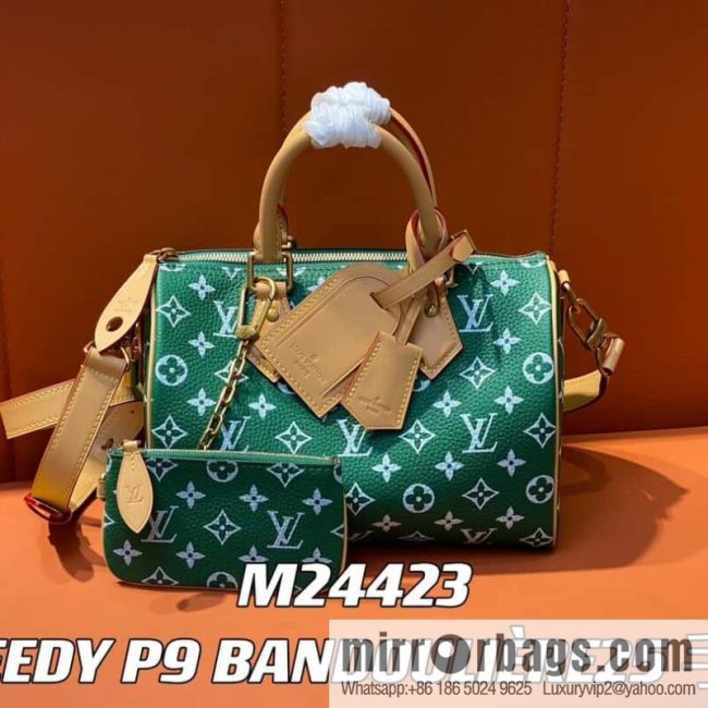 [Original order boutique] M24423 green, full leather pillow bag speedy series SPEEDY P9 BANDOULIIZRE25 handbag