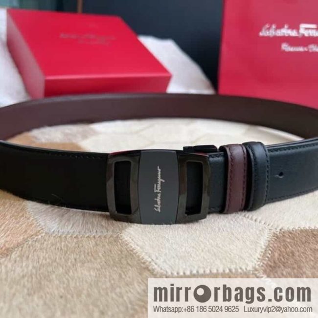 Ferragamo Ferragamo, Stainless Steel Fusion Acrylic Men\'s Belt 3.5cm - Image 4