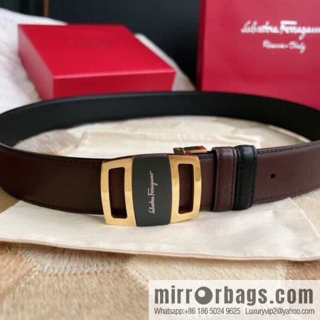 Ferragamo Ferragamo, Stainless Steel Fusion Acrylic Men\'s Belt 3.5cm - Image 3