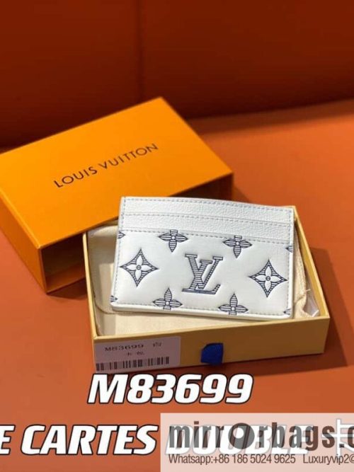 [Original order boutique] M83699 white silk screen, full leather card holder wallet series PORTE CARTES DOUBLE card holder