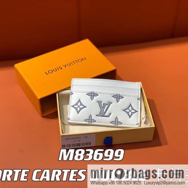 [Original order boutique] M83699 white silk screen, full leather card holder wallet series PORTE CARTES DOUBLE card holder