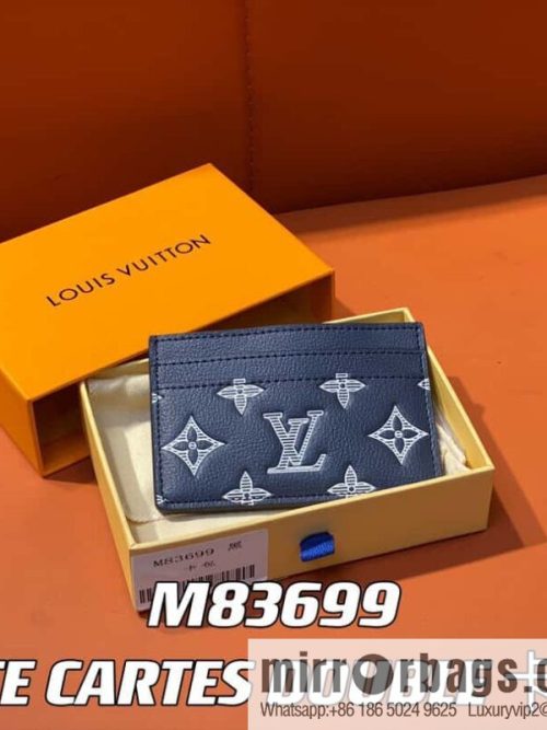 [Original order boutique] M83699 blue silk screen, full leather card holder wallet series PORTE CARTES DOUBLE card holder