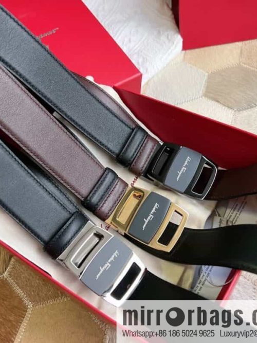 Ferragamo Ferragamo, Stainless Steel Fusion Acrylic Men\'s Belt 3.5cm