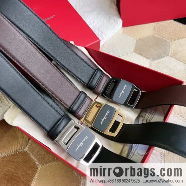 Ferragamo Ferragamo, Stainless Steel Fusion Acrylic Men\'s Belt 3.5cm
