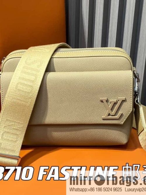 [Original order boutique] M23710 apricot, full leather men\'s bag messenger bag series, new FASTLINE messenger bag in autumn and winter
