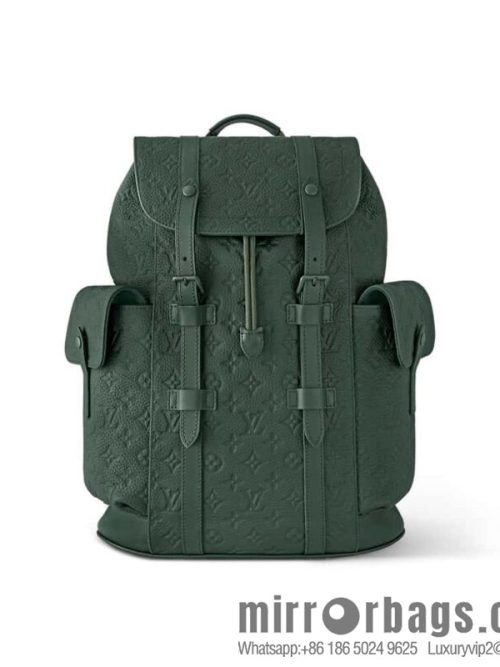 [Original order boutique] M24428 dark green, full leather embossed backpack series CHRISTOPHER medium backpack M55699