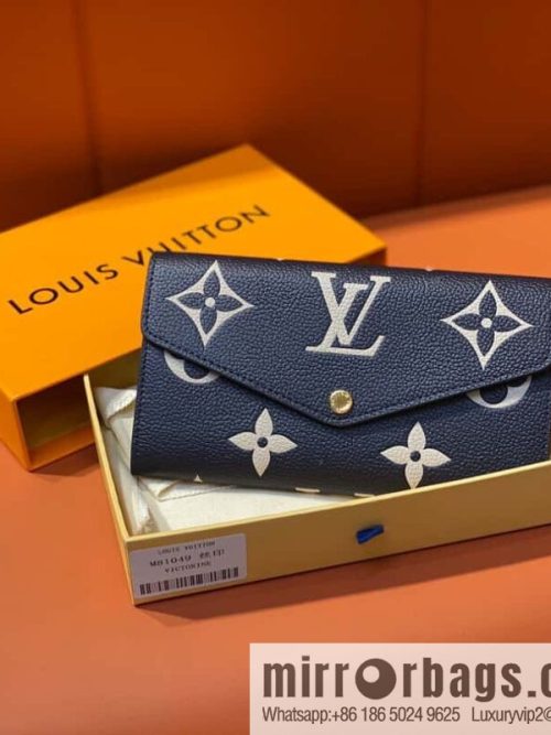 [Original order boutique] M81049 navy blue silk screen, full leather flip wallet series, this Sarah wallet