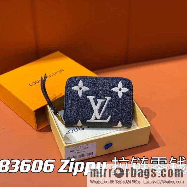 [Original single boutique] M83606 navy blue silk screen zipper zero wallet wallet series Zippy zipper zero wallet