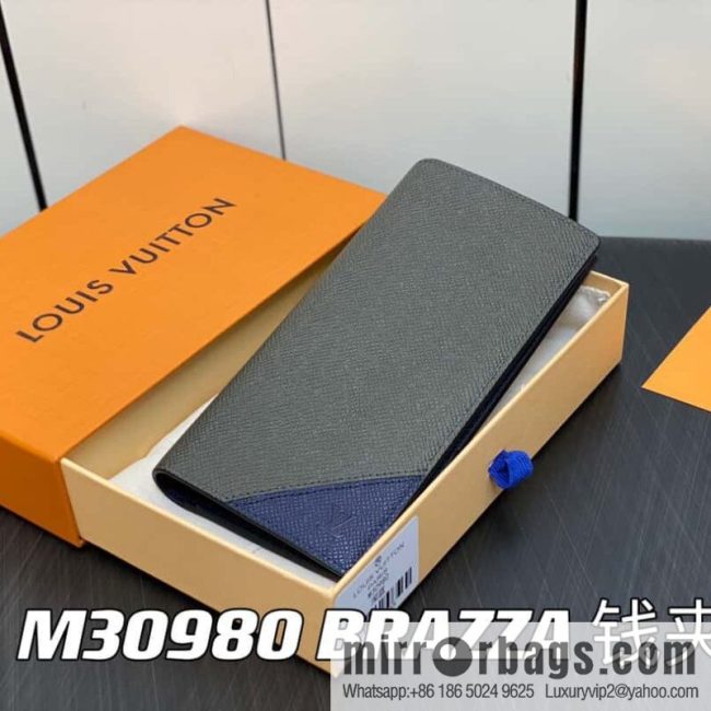 [Original order boutique] M30980 dark blue, full leather suit clip series BRAZZA wallet